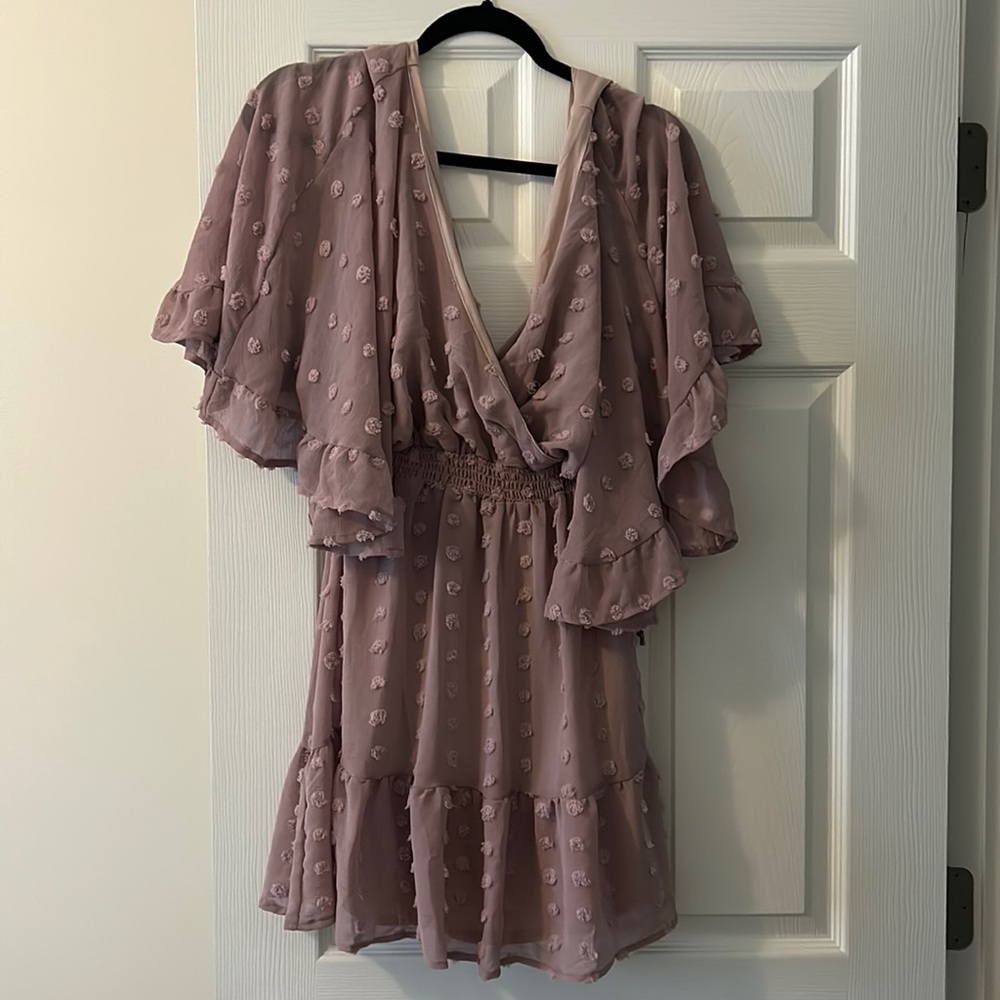 Peach Love Lavender Dot Sundress
